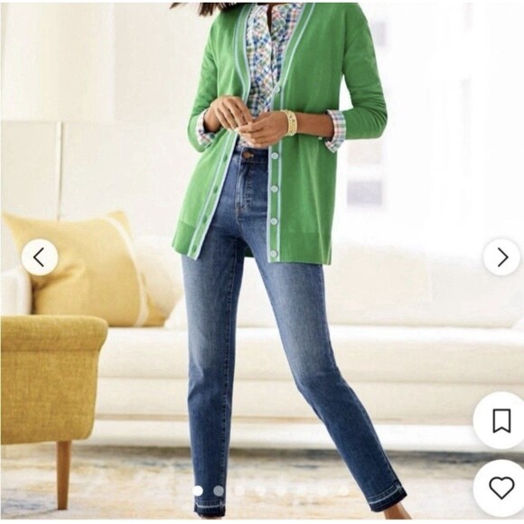 Talbots Sweaters - Talbots Tip Par Green Gray Button Up Long Sleeve Cardigan Sweater Size Medium